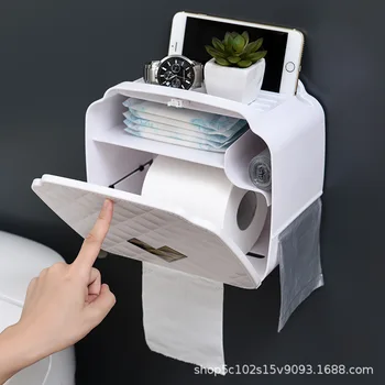 Gaura-Free Hârtie Caseta De Hârtie Igienică, Montat Pe Perete, Baie Cu Șervețele Creative Multi-Funcția De Toaletă Cutie De Tesut