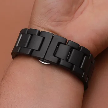 Negru mat Watchband Ceramice Lustruite Watchbands pentru ceasuri inteligente trupa încheietura mâinii se Potrivesc de Viteze S3 22mm curea de ceas 14MM 16MM 18MM 20MM
