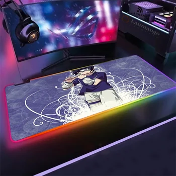 Naruto Mouse Pad Anime Gamer RGB Calculator Mousemat Led Backlight XXL pad Tastatură Birou Mat gaming setup accesorii mousepad
