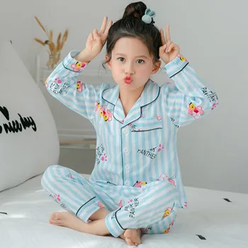 Bumbac Copii Pijama set 2018 Toamna Primavara Copii Maneca Lunga, pijamale Costum Fată Frumoasă de Start drăguț Pânză copilul pijamale