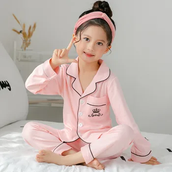 Bumbac Copii Pijama set 2018 Toamna Primavara Copii Maneca Lunga, pijamale Costum Fată Frumoasă de Start drăguț Pânză copilul pijamale