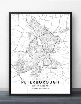 Peterborough Plymouth Portsmouth Preston Lectură Rotherham Sheffield Southampton Southend-On-Sea, Regatul Unit Harta Poster