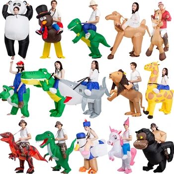 Adult Gonflabile Costum de Dinozaur Costume de Halloween T REX Rochie Fancy Mascota Animal Cosplay Costum Fantezie De Desene animate Anime