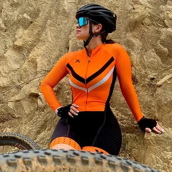 XAMA Ciclism vara femei cu maneci lungi cu bicicleta salopeta biciclete uzura roupa ciclismo go pro biciclete sportwear triatlon skinsuit