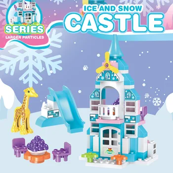 70PCS Oraș Diy Zăpadă Castelul Princess Casa Mare Cărămizi Duploed Prieteni Elsa Castelul de Gheata Blocuri cadouri Jucarii pentru Fete