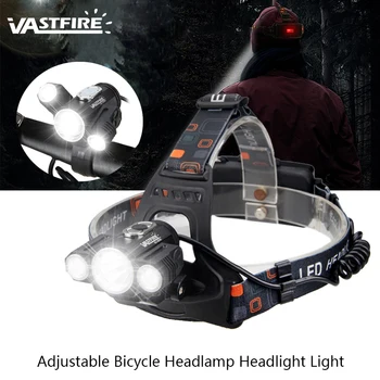 Reîncărcabilă 10000LM 3 x T6+2R5 LED Reglabil de biciclete Biciclete Far cu Zoom Impermeabil Faruri Cap de Lumină Lampă în aer liber Lanterna