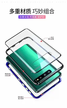 Telefon mobil Caz pentru Samsung Galaxy S8 S9 S10 S20 E 5G Nota 8 9 10 Pro Plus Capacul de Metal pe Ambele laturi de Sticlă 360 de Protecție la Șocuri