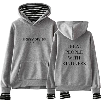 Harry Styles a Trata Oamenii Cu Bunătate Tipărite Fals Două Piese Hoodies Femei harajuku Streetwear Jachete hip hop Sacou haina