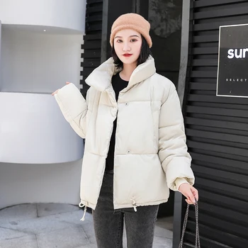 Loose pentru Femei Jachete De Iarna coreea Style Solid Femeie Parka Pâine Jacheta Stand Guler Bumbac Gros de sex Feminin Strat Rece Uza