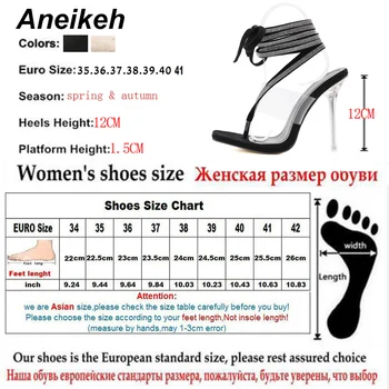 Aneikeh Moda Dulce Pantofi Femei Bling Cross-Legat de Bandă Îngustă Mozaic din PVC Square toe Sandale Zapatos De Mujer 2020 de Vara NOI