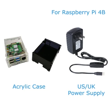 Pentru Raspberry Pi 4 Acrilic Caz 9 Strat Cutie de protecție Capac+ Raspberry Pi 4B Alimentare Adaptor de 5V 3A USB de Tip C NE-Priza UK