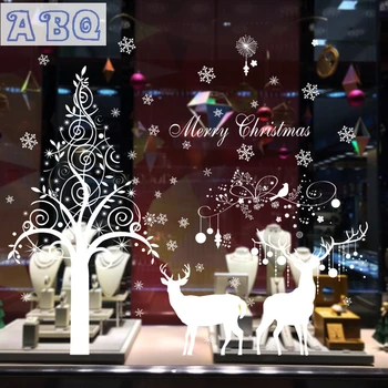 Pomul de crăciun Elan om de Zăpadă de Crăciun de Anul Nou Magazin Fereastră Autocolant de Perete de Mari Dimensiuni Decoratiuni de Craciun Pentru Casa de Sticlă windows