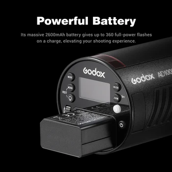 Godox AD100Pro 100Ws TTL 2.4 G HSS 1/8000s Buzunar Flash de Lumină cu 7.2 V/2600mAh Baterie cu Litiu 360 Putere maximă Clipește 0.01-1,5 s