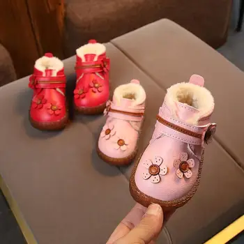 Copii cizme pentru copii din bumbac pantofi fete pantofi moi, fund non-alunecare de iarna de cald, plus catifea pentru copii toddler bumbac pantofi cizme fete