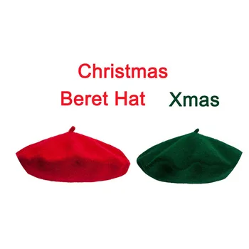 Classic Christmas Red Green Beret Pălării de Lână Fete Femei Pălărie cadou de Crăciun pentru familie