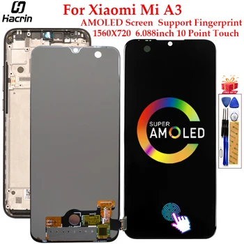 AMOLED Ecran Pentru Xiaomi Mi A3 3 Display LCD Touch Screen de Amprente Suport de Înlocuire Pentru Xiaomi Mi A3 Ecran Cu Rama
