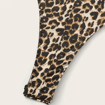 Femei Sexy Pijamas Leopard Imprimate Exotice Salopeta Tentația Teddy Ademenitoare Body Tanga Din Satin De Mătase Feminina Homewear Porno