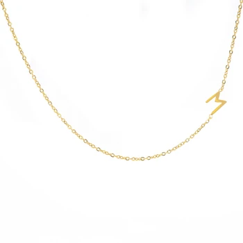 YUN RUO 2020 Minimalism Moda Aur Galben de Culoare M Scrisoare Pandantiv Colier Chic Oțel de Titan Bijuterii Femeie Accesoriu Cadou