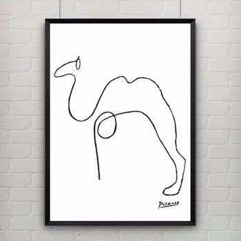 HAOCHU Moderne Nordic Minimalist Picasso Abstract Imagini de Perete Tesatura Panza Pictura Ulei Poster Câine, Cal Print Decor Acasă