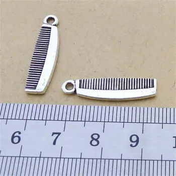 VRAC 30 Aliaj de Zinc Stilist Coafor Tema Pieptene Farmecele pentru Brățară DIY Bijuterii Placate cu Argint Antic Metal 7*26mm 1.2 g