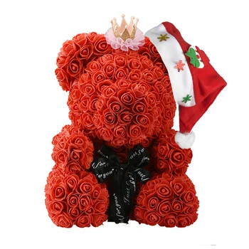 Cadou de crăciun pentru Copii și pentru femei Artificiale PE Rose Ursuleț de Trandafiri cu Coroana Ziua Îndrăgostiților Dragoste de Nunta Cadouri de Craciun pentru Fata