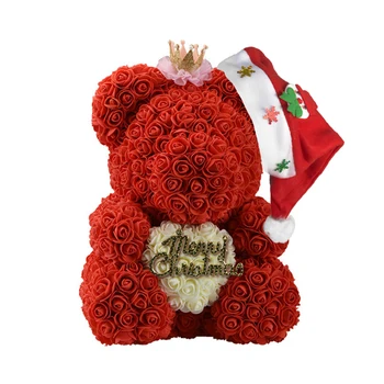 Cadou de crăciun pentru Copii și pentru femei Artificiale PE Rose Ursuleț de Trandafiri cu Coroana Ziua Îndrăgostiților Dragoste de Nunta Cadouri de Craciun pentru Fata