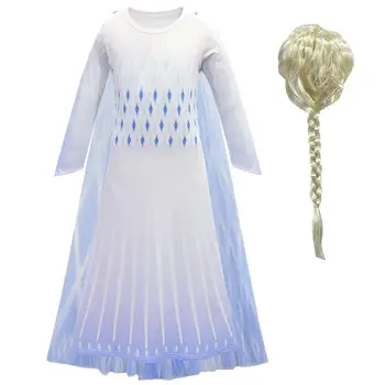 2020 Gheață, Zăpadă 2 Fete Rochii Peruca Zăpadă Elsa Anna Rochii Pentru Copii Haine Cosplay Costum Copii De Ziua Rochie De Printesa