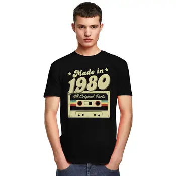 Bărbați a Făcut În 1980 Tee 40-a Aniversare a 40 de Ani de Școală Veche Retro 80 Tricou Aniversare de Sus de Bumbac cu Maneci Scurte Tee Tricou Unic