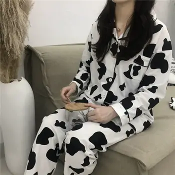 Vaca de Imprimare Pijamale pentru Femei de Start Drăguț Costum Set de Pijamale de Iarnă Pijamale Femei Homewear Pijama Mujer Acasă Haine pentru Femei