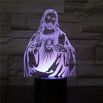 3D Lampă Creștină Isus Mai bun Premiu pentru Creștinii de Decorare Rece pentru Living Alimentat de la Baterie 7 Culori Led Noapte Lumina Lămpii