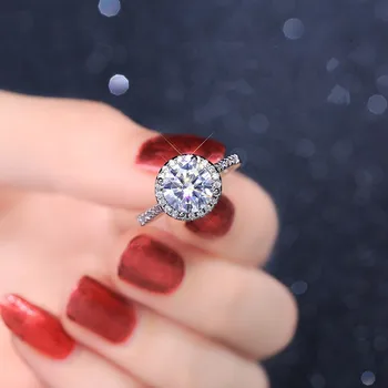 Solide reale Argint 925 1ct Rotunde de Diamant Solitaire Simplu Inele Subtiri pentru Femei Inele de Nunta bijuterii deget