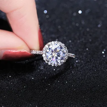 Solide reale Argint 925 1ct Rotunde de Diamant Solitaire Simplu Inele Subtiri pentru Femei Inele de Nunta bijuterii deget