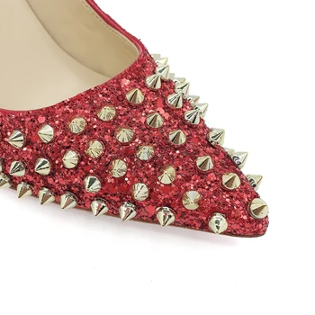 Yuerui Roșu Paiete Nit Super Tocuri de 12CM Subliniat Sexy Stilet Superficial Gura Single Pantofi pentru Femeie Pantofi de Nunta Banchet