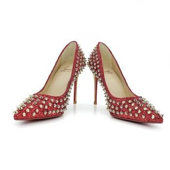 Yuerui Roșu Paiete Nit Super Tocuri de 12CM Subliniat Sexy Stilet Superficial Gura Single Pantofi pentru Femeie Pantofi de Nunta Banchet