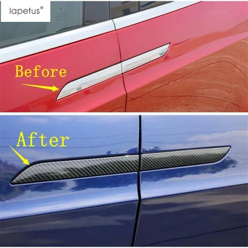 Lapetus Pentru Tesla Model X 2017 - 2020 ABS Usa Exterior Trageți mânerul ușii Mâner Panou / Oglinda Retrovizoare Capacul Ornamental Aspect Fibra de Carbon