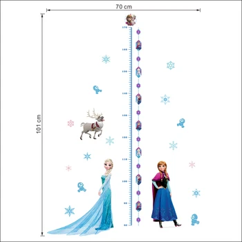 Disney Elsa Anna Printesa Autocolante De Perete Decor Acasă Fetele Decalcomanii De Perete Congelate De Artă Murală Grafic De Crestere Pentru Copii Cu Inaltime De Măsură