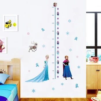 Disney Elsa Anna Printesa Autocolante De Perete Decor Acasă Fetele Decalcomanii De Perete Congelate De Artă Murală Grafic De Crestere Pentru Copii Cu Inaltime De Măsură