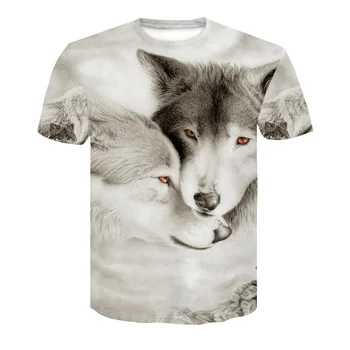 Haine barbati 2020 mai Noi Harajuku Wolf 3D Print Cool T-shirt Barbati/Femei cu Maneci Scurte Topuri de Vara Tricouri animal de Moda tricou