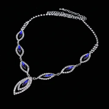 TREAZY Clar/Royal Albastru de Cristal Mireasa Bijuterii Seturi de Frunze Design Elegant Cravată Colier Cercei Set pentru Femei Bijuterii de Nunta