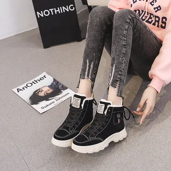 2020 Moda Maro Negru de Blana pentru Femei Cizme Scurte, Plus Cald Cizme de Zapada pentru Femei de Iarnă de Înaltă top Adidasi Pantofi de Bumbac botas mujer
