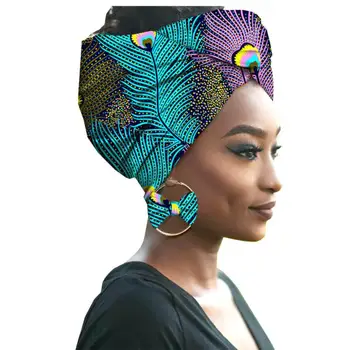 Africa de Imprimare Femei Cap Bandana din Bumbac Cu cercel de Potrivire Balaclava Văl Bandană Mujer Headband Set Accesorii de Par
