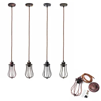 2M LED-uri de Moda de Epocă Sârmă Lampa Cușcă DIY Abajur Industriale Lampa de Paza Cușcă abajurul Guard Negru Nordic Bec Acoperi