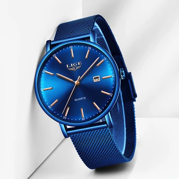 LIGE Unisex Nou Brand de Top Luxury Mens Ceasuri Ceas Sport Subțire Plasă Data Impermeabil Cuarț Ceas Femei Ceas Relogio Masculino