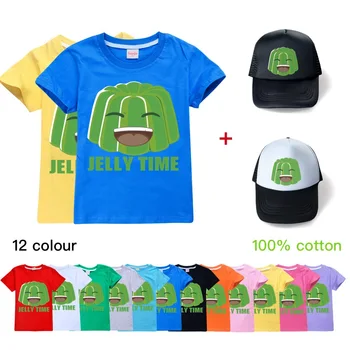 Copii Băieți YOUTUBE Jeleu Verde Gamer Jeleu Verde stil 2020 tricouri pentru fete Copii topuri de vara tricouri + Hat 2 buc
