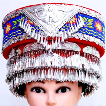 4 culori adulți minoritate pălărie de chinez național de dans pălărie tribal miao accesorii de îmbrăcăminte pălărie de performanță