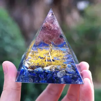 Pomul Vieții Piramide Orgonice 60MM Chakra Energie Reiki Meditaiton Instrument~Capsuni Cuarț&Lapis Lazuli EMF Joasa