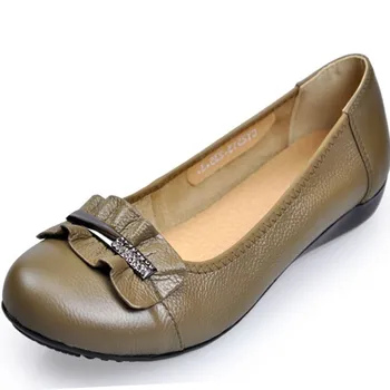 CEYANEAO de Mari Dimensiuni pantofi de Moda Femei Apartamente Rotund Toe din Piele Femei pantofi de Metal Decor Plat Pantofi Casual Femei