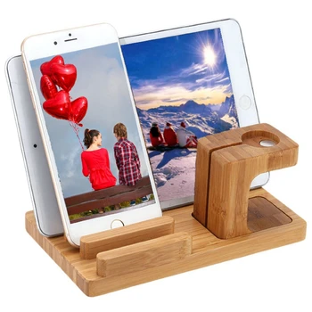 Universal Bambus Suport de Telefon Mobil Smartphone Sta Stație de Încărcare Pentru iPhone Samsung Tablet Dock de Încărcare pentru Apple Watch