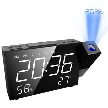 ORIA Ceas Digital LED, Radio FM, Ceas cu Alarmă Timer de Somn USB Amânare Ceasuri de Masă de Proiectie Ceas