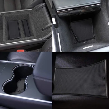 Potrivit pentru Tesla Model 3 Consola centrala Ușa Slot Mat Cotiera Cutie Depozitare Mat Praf de Protecție Cup Holder Set Tampoane de 7